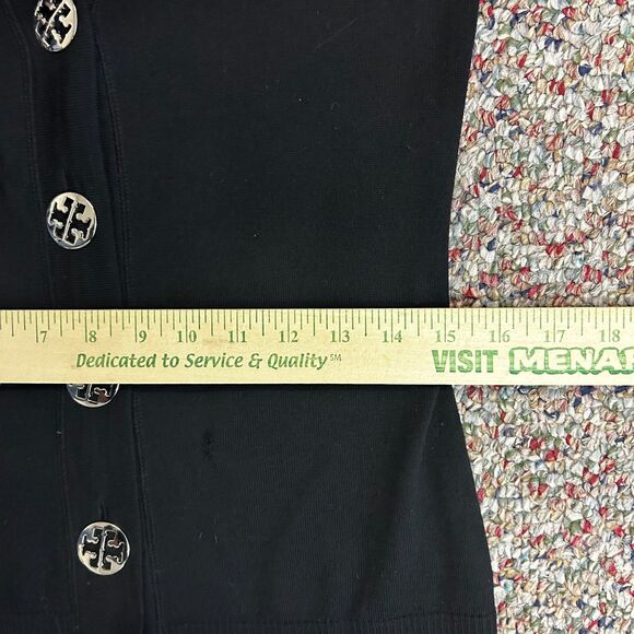 Tory Burch Black 100% Merino Wool V-Neck Long Sleeve Cardigan Sweater Size S - Picture 10 of 11